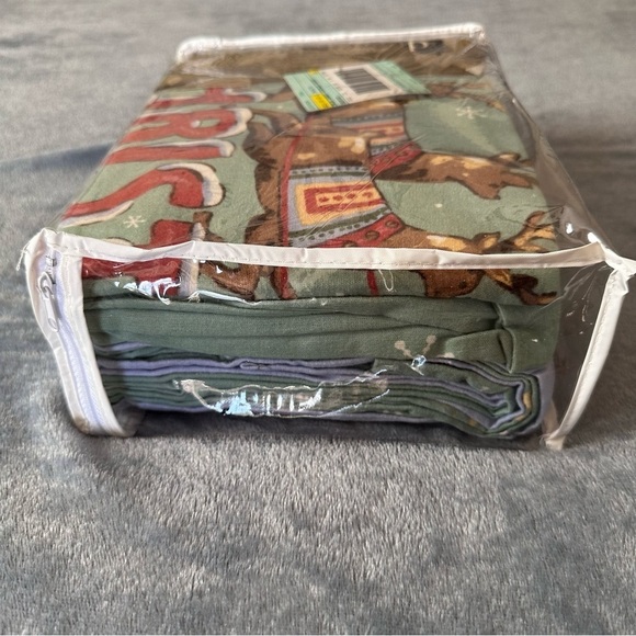 NWT Vintage domestications 100% COTTON FLANNEL Christmas Deer Brown TWIN SET - Picture 6 of 9